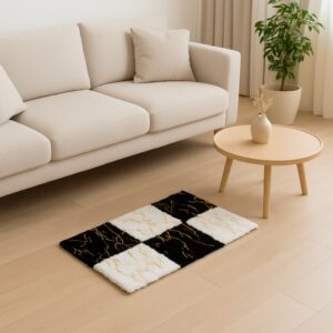 Χαλάκι Faux Fur με Χρυσές Πινελιές