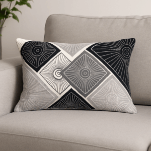 Διακοσμητική Μαξιλαροθήκη Γεωμετρική Μαύρο–Γκρι–Λευκό