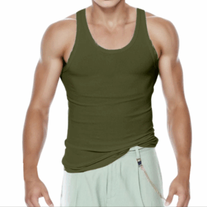 Χακί Ανδρικό Αμάνικο Φανελάκι 100% cotton