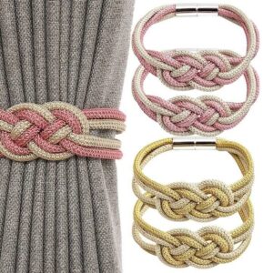 Δεματικά Κουρτίνας με Πλεκτό Κόμπο & Μαγνητικό Κλείσιμο Σετ 2 Τεμαχίων