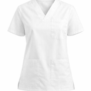 Μπλούζα Εργασίας Ιατρική Unisex – Λευκή (V-neck)