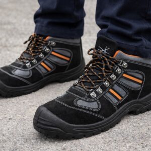 Παπούτσι Ασφαλείας Εργασίας Μαύρο με Πορτοκαλί Λεπτομέρειες