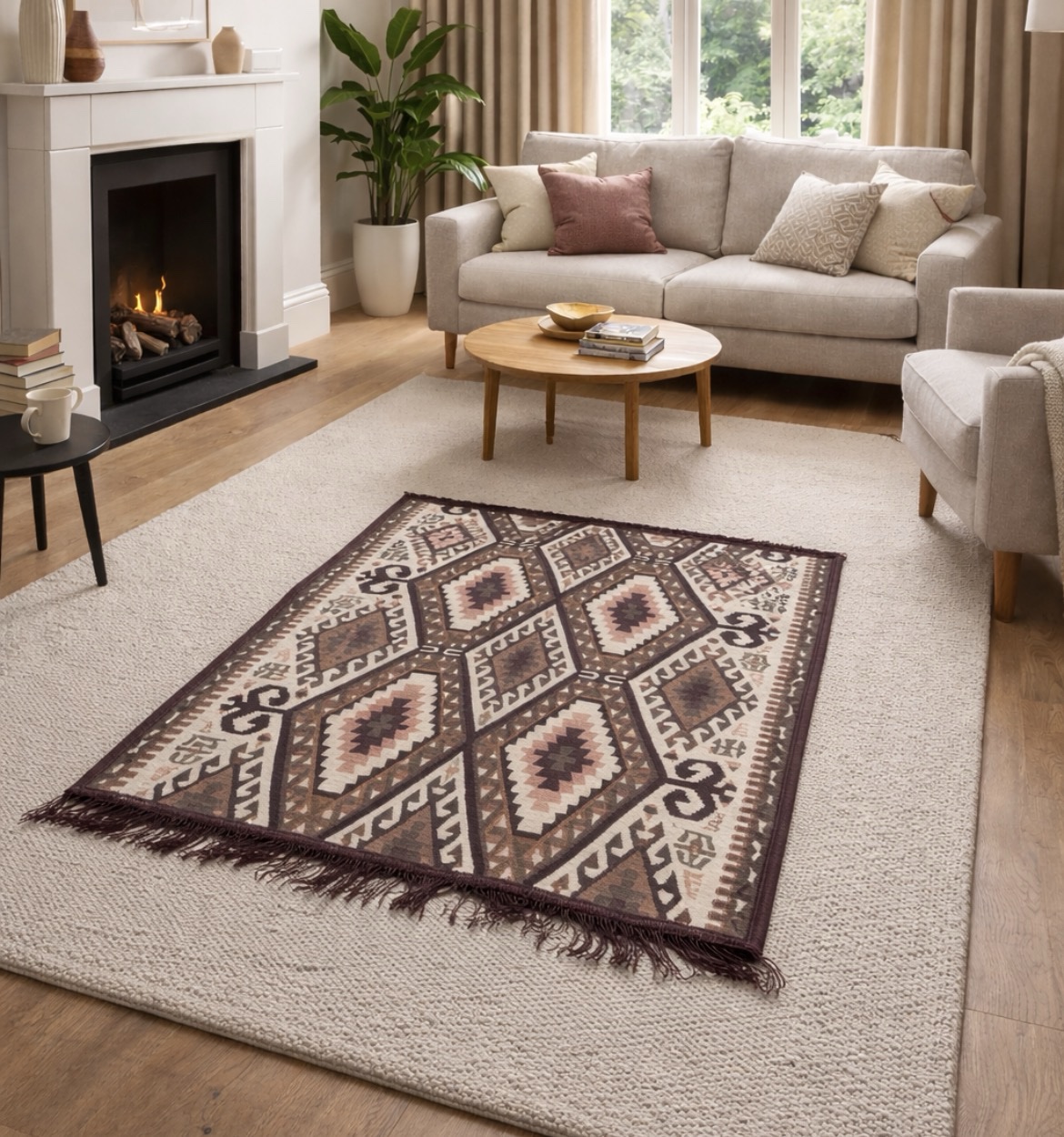 Χαλί Kilim Γεωμετρικό Μπορντό – - Image 2