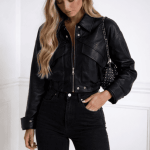 Γυναικείο Cropped Jacket Δερματίνης