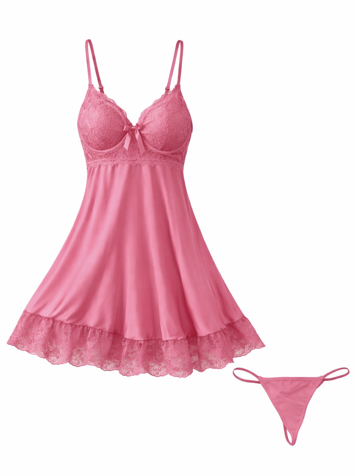 Γυναικείο Babydoll Σετ με Δαντέλα & String - Image 5