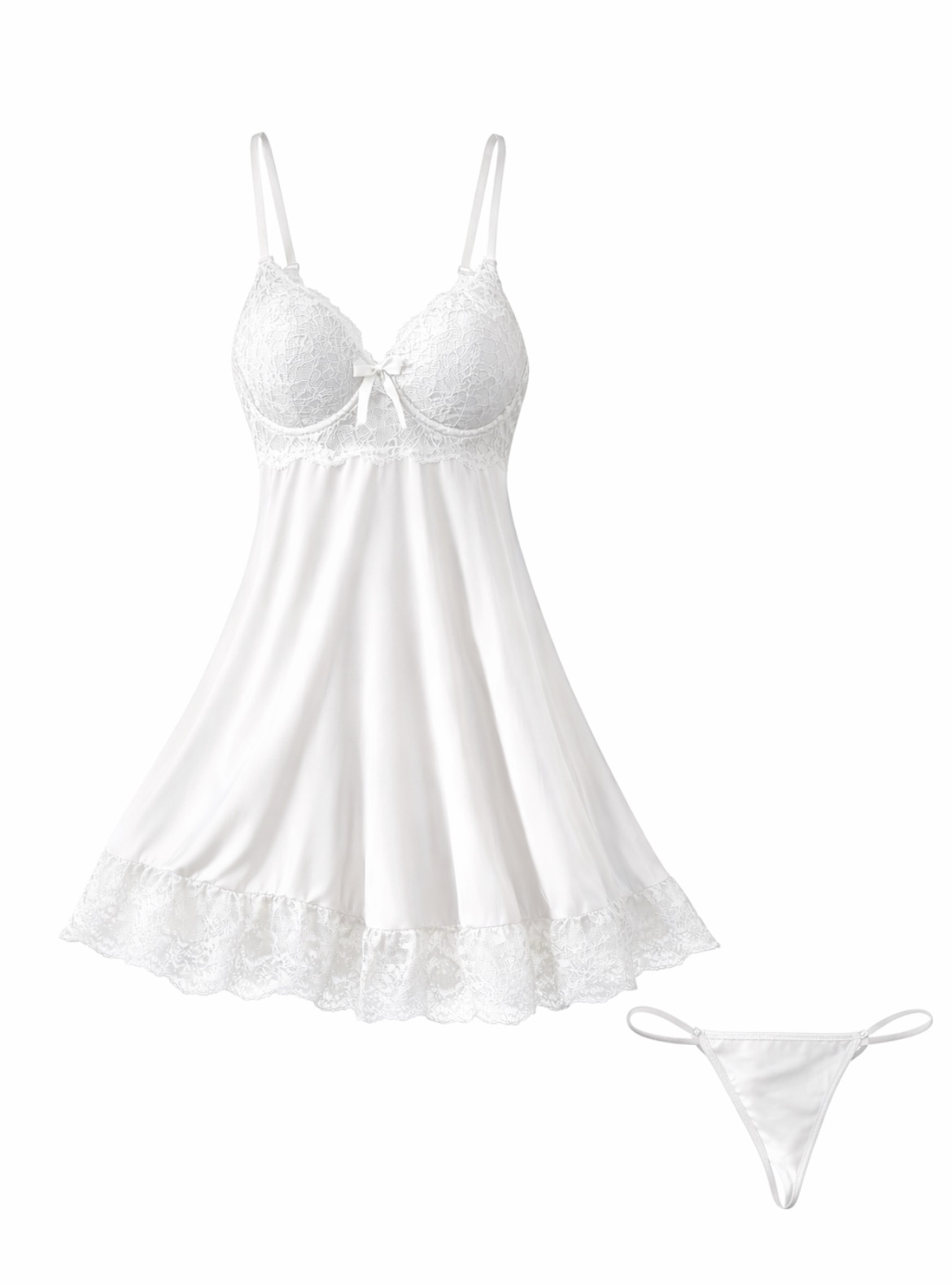 Γυναικείο Babydoll Σετ με Δαντέλα & String - Image 7