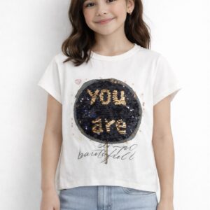 Παιδικό Μπλουζάκι Λευκό με Παγιέτες “YOU ARE”
